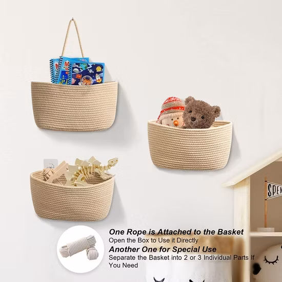 Hanging Basket Woven Cotton Storage Basket Wall-Mounted Storage Basket