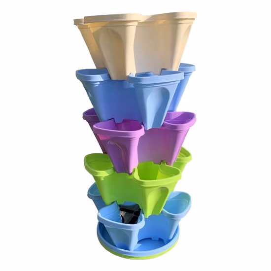 Stacking Plastic Flower Pot Vertical Flower Tower Hydroponic Flower Planter