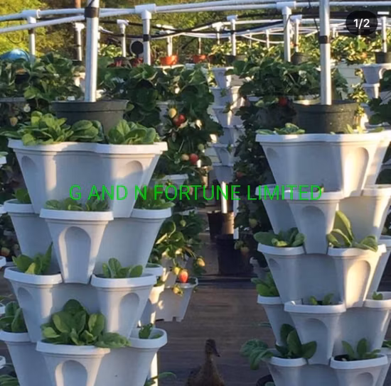 Hydroponischer stapelbarer Blumentopf, vertikaler Pflanztopf aus Kunststoff, Gartentöpfe