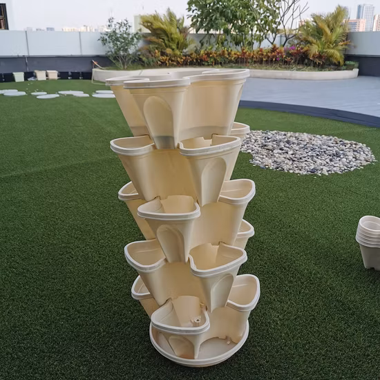 Vertikaler stapelbarer Turmtopf Erdbeer-Turmtopf für den Blumenanbau im Garten
